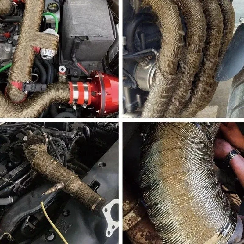 Renderings showing the application of Titanium and White Blended Exhaust Wrap