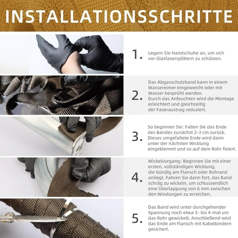 INSTALLATIONSSCHRITTE for Titanium and White Blended Exhaust Wrap